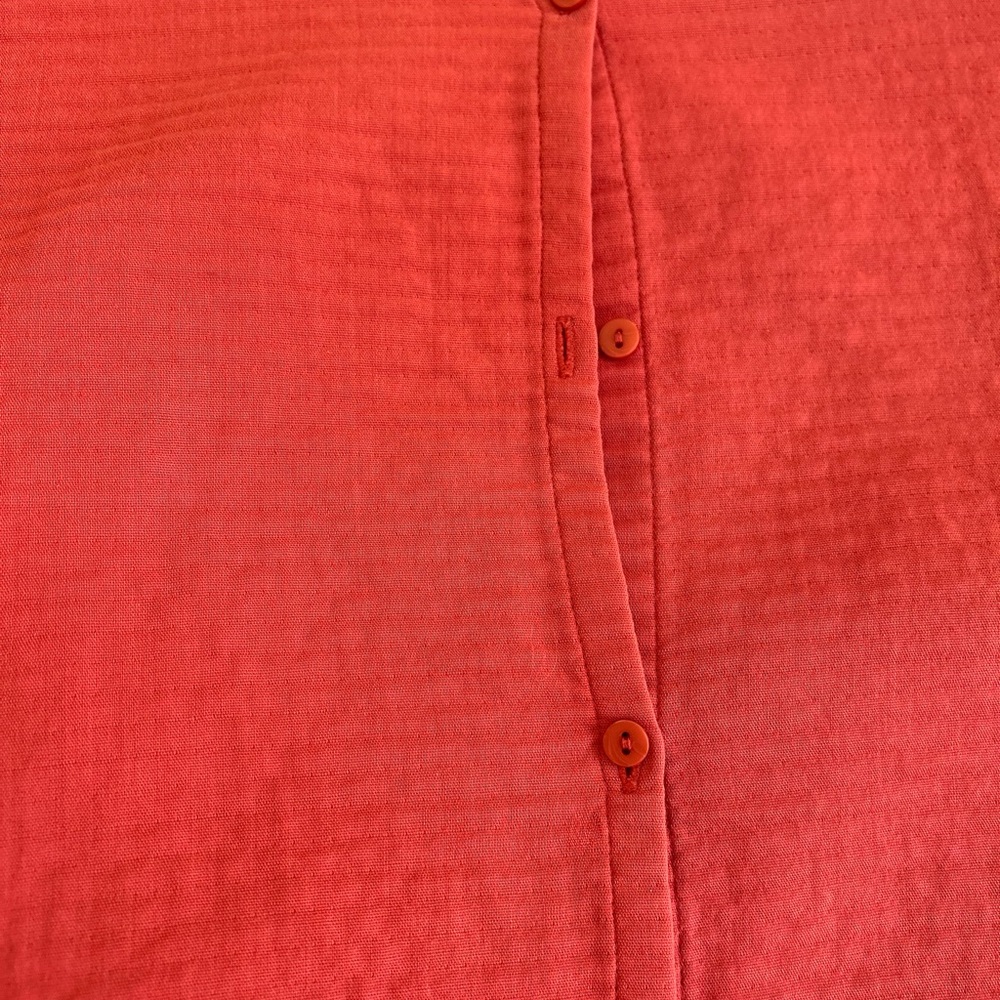 Eileen Fisher Burnt Orange/Red Boxy Tank Top with Mandarin Collar - Picture 2 of 5
